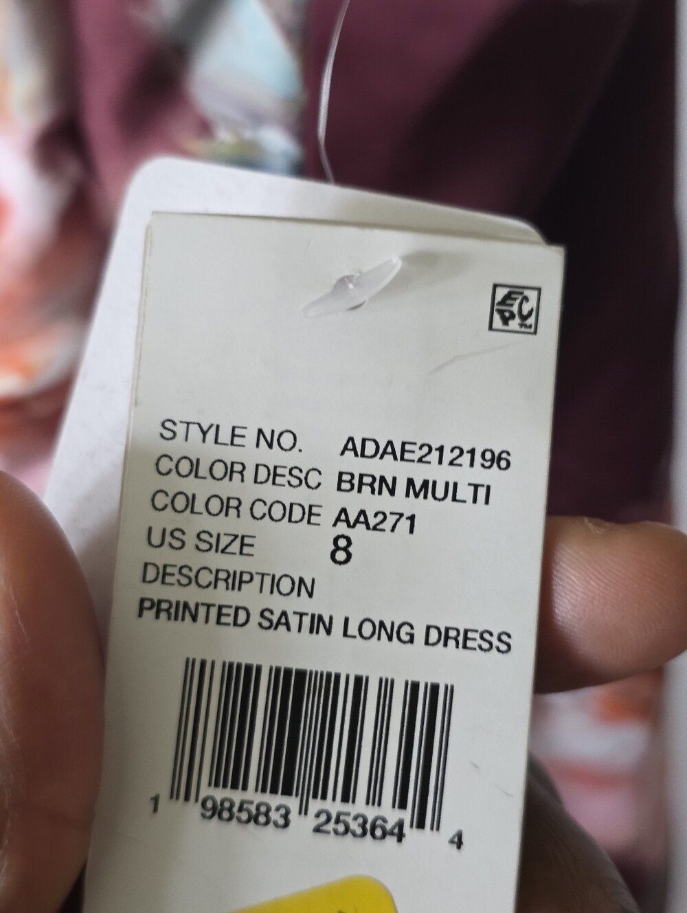 Adrianna Papell Floral Satin Halter Maxi Dress Size 8 NWT Brown Wedding Guest - Picture 9 of 12